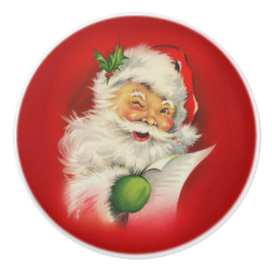 Bouton De Porte En Céramique Noël du Père Noël vintage
