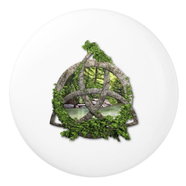 Bouton De Porte En Céramique Noeud celtique en pierre de trinité (Devant)