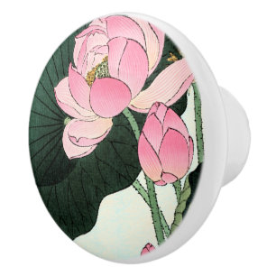 Bouton De Porte En Céramique Noeud en céramique vintage japonais Lotus rose