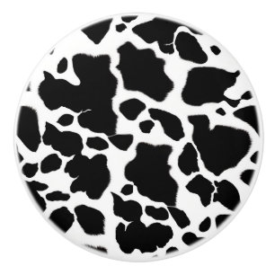 Bouton De Porte En Céramique Noir et blanc Cowhide Custom Ceramic Knox