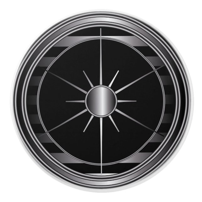 Bouton De Porte En Céramique Noir et équilibre d'étoile d'argent (Devant)