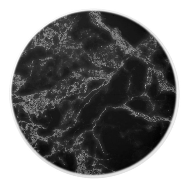 Bouton De Porte En Céramique Noir Et Gris Clair (Devant)