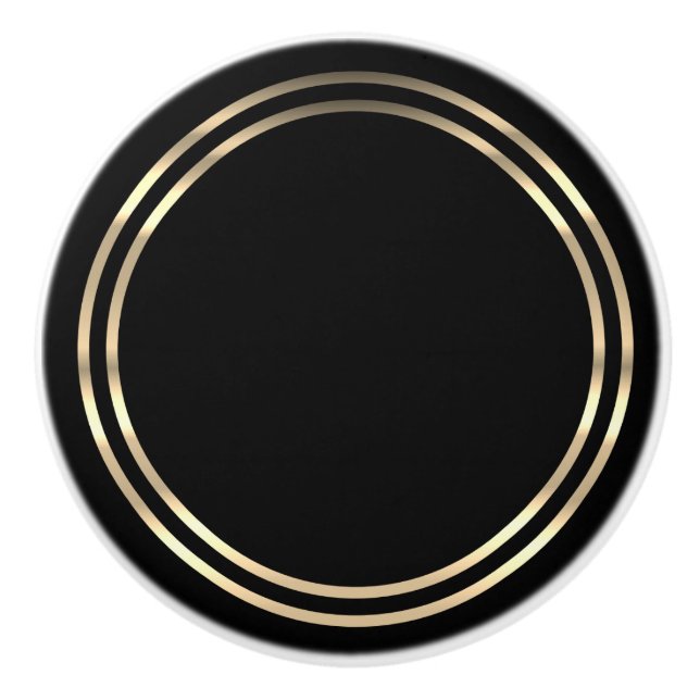 Bouton De Porte En Céramique Noir et or (Devant)