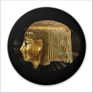 Bouton De Porte En Céramique Noir et or égyptien antique