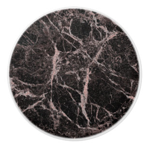 Bouton De Porte En Céramique Noir et or rose Paillettes Rose Marbre Glamour Ten