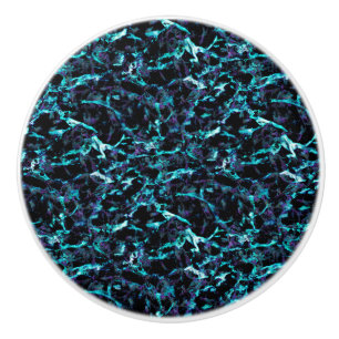 Bouton De Porte En Céramique Noir violet & Choc électrique Aqua bleu