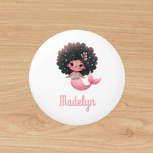 Bouton De Porte En Céramique Nom de la princesse Mermaid rose blanc