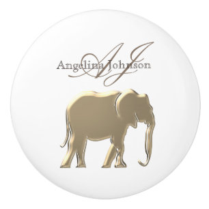 Bouton De Porte En Céramique Nom du monogramme élegant Gold