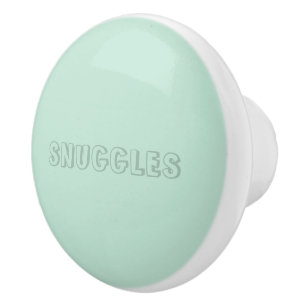 Bouton De Porte En Céramique Nom personnalisable "Snuggles" vert menthe