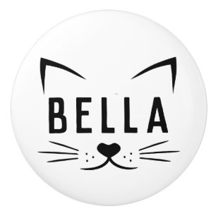 Bouton De Porte En Céramique Nom personnalisé Cat Face Nouveauté