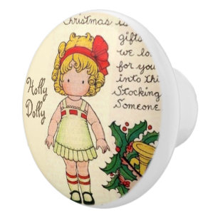 Bouton De Porte En Céramique Nom personnalisé Dolly Noël