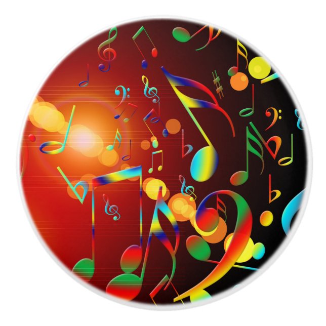 Bouton De Porte En Céramique Notes musicales de danse (Devant)