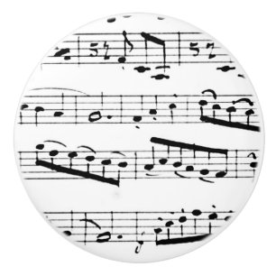 Bouton De Porte En Céramique Notes noires et blanches de musique