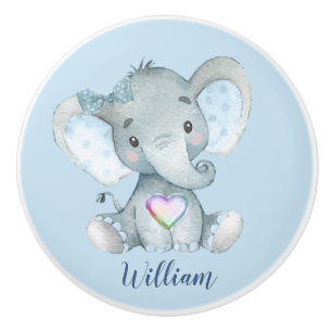 Bouton De Porte En Céramique Nourriture Bleu Eléphant Tiroir