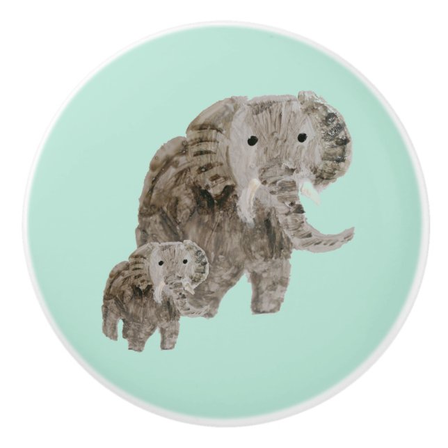 Bouton De Porte En Céramique Nourriture des éléphants d'animaux sauvages (Devant)