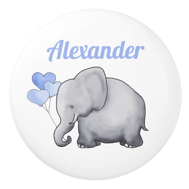 Bouton De Porte En Céramique Nourriture pour bébés éléphant Cute personnalisée (Devant)