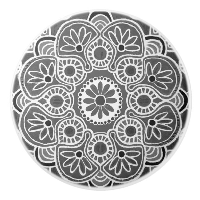 Bouton De Porte En Céramique Nuances de Gris Ceramic Pull Knob (Devant)