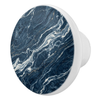 Bouton De Porte En Céramique Ocean Blue Marble Refined Modern Aesthetic