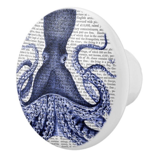 Bouton De Porte En Céramique Octopus bleu (Droite)