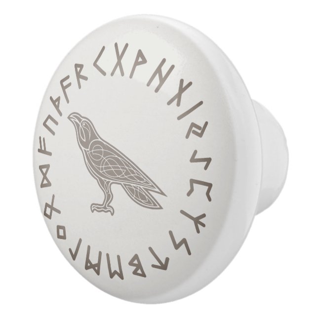 Bouton De Porte En Céramique Odin Raven Crow Viking Mythologie runes runes runi (Droite)