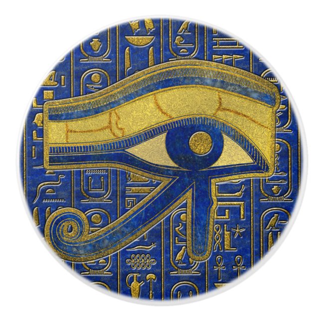 Bouton De Porte En Céramique Oeil égyptien d'or de lazulite de Horus - de (Devant)