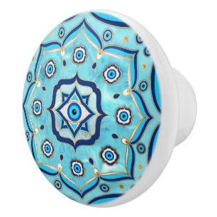 Bouton De Porte En Céramique Oeil mal Amulet Mandala Ornement