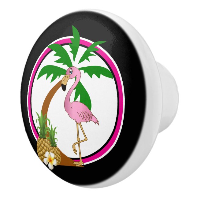 Bouton De Porte En Céramique Oiseau de Flamant rose tropical (Droite)