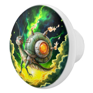 Bouton De Porte En Céramique Oiseau-limace Steampunk Cosmique – Créature de Rêv
