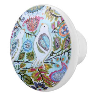 Bouton De Porte En Céramique Oiseaux de papier I
