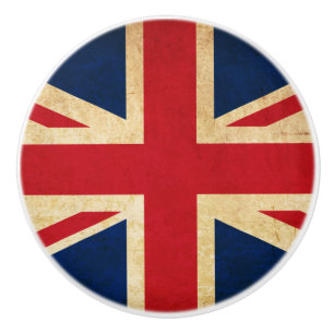Bouton De Porte En Céramique Old Vintage Grunge United Kingdom Flag Union