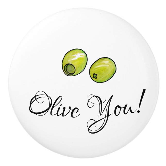 Bouton De Porte En Céramique Olive (Devant)
