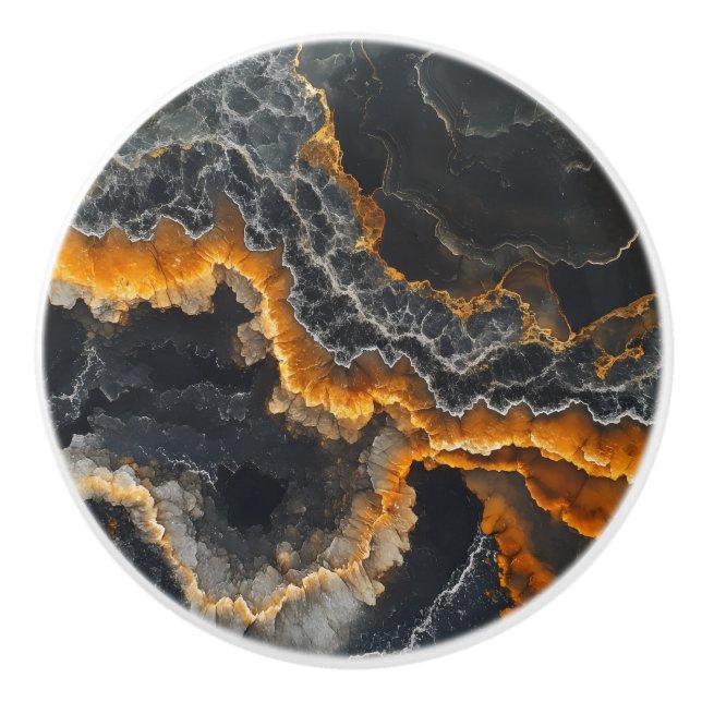 Bouton De Porte En Céramique Onyx Gemstone Nature Motif (Devant)