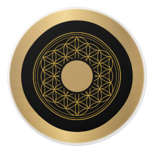 Bouton De Porte En Céramique Or et noir