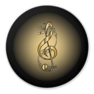 Bouton De Porte En Céramique Or musical de ~ de rouleau de ~ de clef de G/~