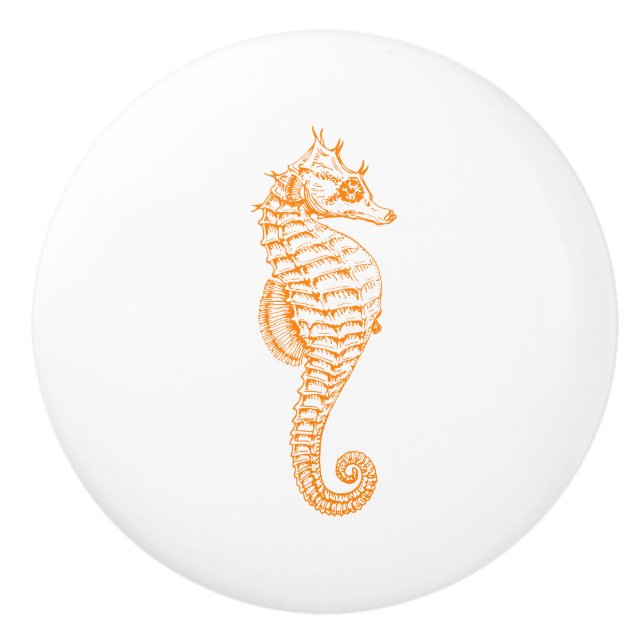 Bouton De Porte En Céramique Orange Seahorse (Devant)