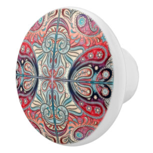 Bouton De Porte En Céramique Oriental Motif Aquarelle II + vos idées