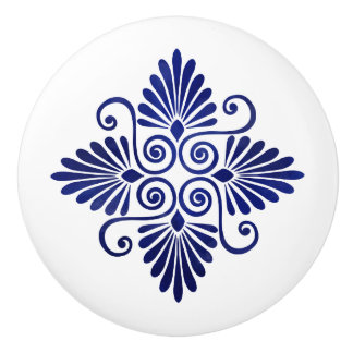 Bouton De Porte En Céramique Ornement fleuri grec