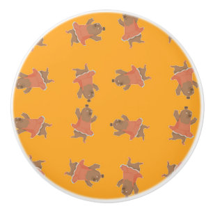 Bouton De Porte En Céramique ours de ballerine Brown