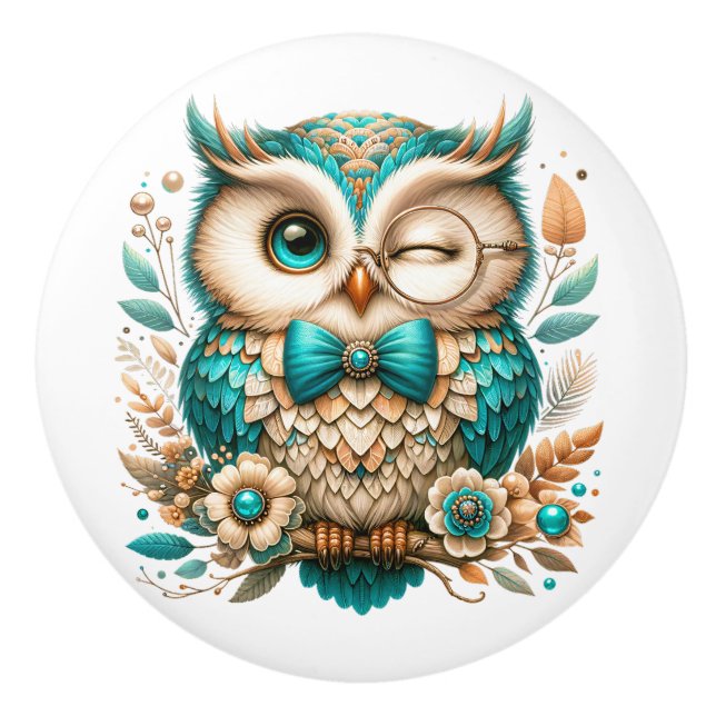 BOUTON DE PORTE EN CÉRAMIQUE OWLS EXTRAORDINAIRES (Devant)