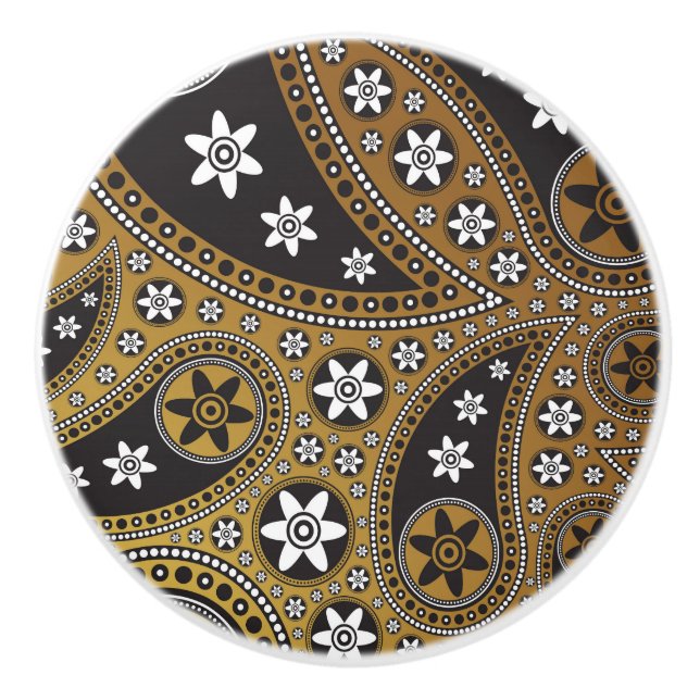 Bouton De Porte En Céramique Paisley Stars (Devant)