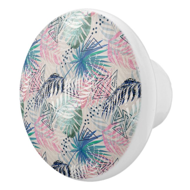 Bouton De Porte En Céramique Palm feuille, tropical, botanique, feuille, jungle (Droite)