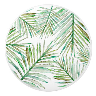 Bouton De Porte En Céramique Palmette tropicale d'aquarelle