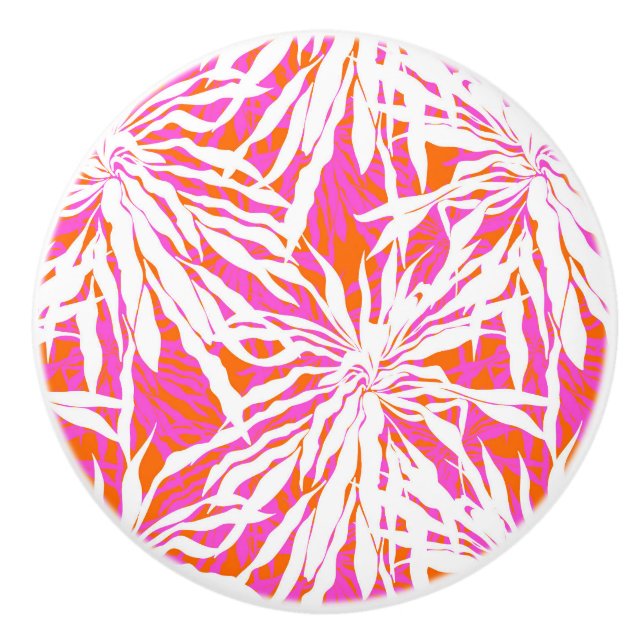 Bouton De Porte En Céramique Palmettes tropicales (Devant)