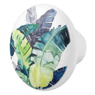 Bouton De Porte En Céramique Palmiers Twilight - Palmiers Feuilles