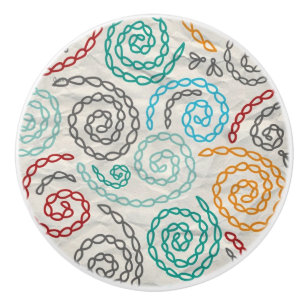 Bouton De Porte En Céramique Papier fripé par fantaisie de broderie