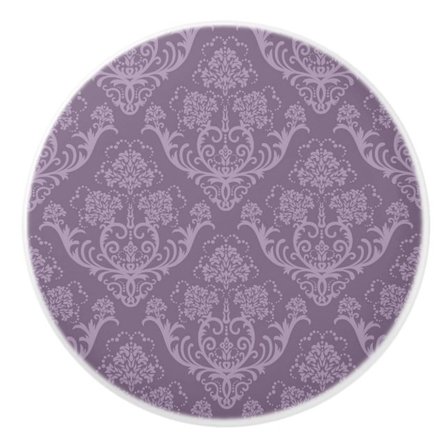 Bouton De Porte En Céramique Papier peint floral pourpre (Devant)