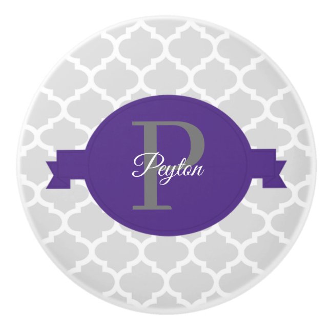 Bouton De Porte En Céramique Papier Quatrefoil pourpre Ceramic personnalisé Kno (Devant)
