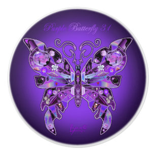 Bouton De Porte En Céramique Papillon pourpre 31