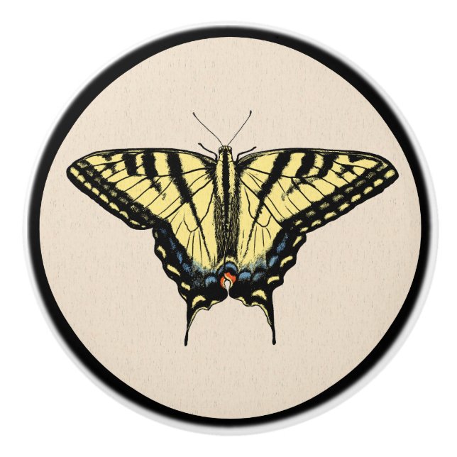 Bouton De Porte En Céramique Papillon Southwestern jaune Swallowtail (Devant)