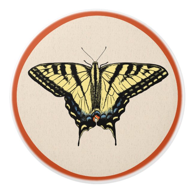 Bouton De Porte En Céramique Papillon Southwestern jaune Swallowtail (Devant)